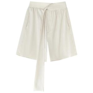 COCO BELLA | Shimmer Textured Wrinkled Satin Batwing Shirt Style Ribbon Design Casual Shorts