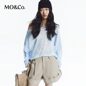 MO&Co. | Light Thin Cotton-Linen Off-shoulder Loose Sweater