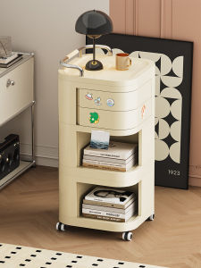 Snack Trolley Rack Locker Removable Rotate Makeup Storage Cabinet Multifunctional Bedroom Bedside Table
