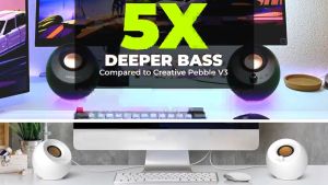 CREATIVE SPEAKER PEBBLE PRO ลำโพง 2.0 บูลทูธ 5.3 สีขาว เชื่อมต่อผ่าน USB-C พร้อมไฟ RGB