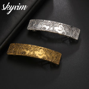 SKYRIM Golden Hair Clip (Forest Crescent Moon) Stainless Steel Vintage Women Girls Fashionable Hair Clip