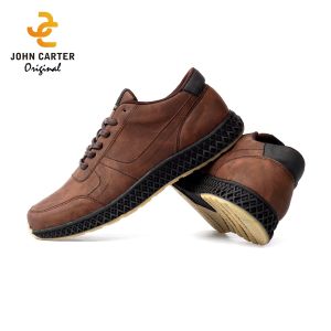 John Carter Neacal: Coklat Sepatu Sneakers Kerja Modern Pria Kulit Sintetis