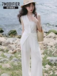 7.Modifier | Bộ Áo Blouse V-Neck Khe Và Chân Váy Cao