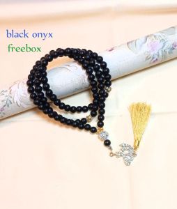 TASBIH BATU BLACK ONYX 99 BUTIR / LAFAZD / FREE BOX