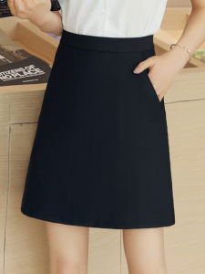 กระโปรงสั้นทรงเอเอวสูงสีดำ ทรงสูท OL สำหรับใส่ไปทำงาน กระโปรงทรงเอสำหรับผู้หญิง กระโปรงทรงเอสำหรับใส่ไปทำงานในช่วงฤดูใบไม้ผลิและฤดูร้อน