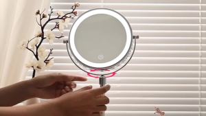 8 Inch Makeup Mirror With Light Lamp 10X Magnification 3 Color LightsAdjustable Brightness Height Standing Cosmetic Mirror