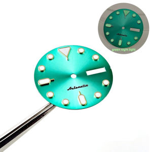 28.5mm No Logo Sunburst Watch Dial Green Luminous for Seiko NH36 4R36 Automatic Movement Mod Parts Replacement DIY