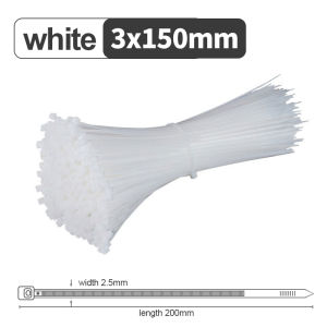 100PCS Black White Nylon Cable Ties Duty Self Locking Weatherproof High Temp Resistant Office Cable Ties Tangle Free Cable Faste