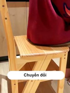 KUCA Ghế Thang Thắp Hương Cao Cấp Gỗ Cao Su Ghế Bậc Thang Xếp Gọn Thành Ghế Ngồi Ghế Bậc Thang 4 Bậc Gấp đôi sử dụn