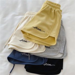 Womens Sports Shorts 2025 Summer Loose High Waist Yoga Shorts Casual Wide Leg Sleep Shorts Trendy - Yellow Black Blue Gray White - Elastic Waistband Drawstring - Casual Wear - Bedroom Setting