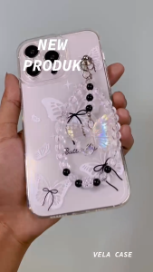 VELA Case Tali Butterfly Untuk Realme C2 C11 2020 C12 C15 C17 C20 C25 C25S C21Y C25Y C30 C30S C31 C33 C35 C53 C51 C51S C55 C61 C63 C65 C67 C75 2021 4G 5G Soft Casing Manik Gelang Mutiara Kupu-kupu