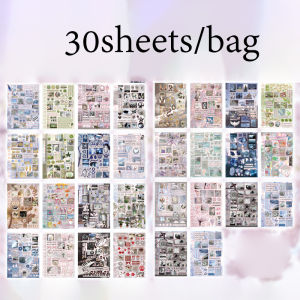 30 pieces/bag Dream Core Wind-Cut Film Coil Sticker Book Handbook Materials DIY Phone Case Decoration Gooka Dairy Album Collage