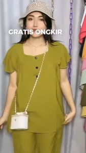 One Set 7/8 Setelan Bangkok Wanita Katun Premium Busui Polos Baju Setelan Wanita Terbaru 2024