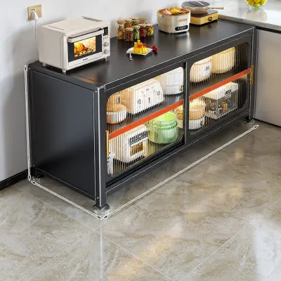 DIBIOU | Steel Multi-level Sliding Door Cabinet Multipurpose Storage for Microwave Oven