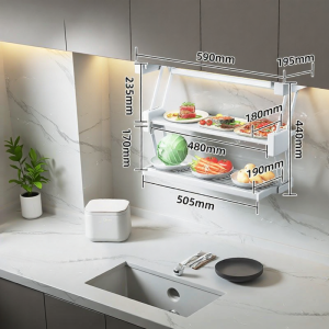 MLZH | Adjustable Aluminum Double Layer Kitchen Storage Rack