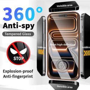 360 ° Luxury Privacy Tempered Glass Screen Protector For iPhone 17 Pro Max 17 Air 16 Pro Max 16e 15 Pro Max 14 13 12 11 Pro Max XS Max X XR 15 16 Plus 12 13 mini Film