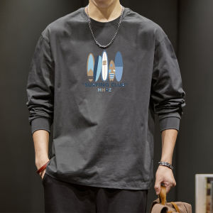 Heavyweight Pure Cotton Long Sleeve T-Shirt Mens Loose Fit Overhead American High Street Trendy Brand Casual Comfortable Shirt