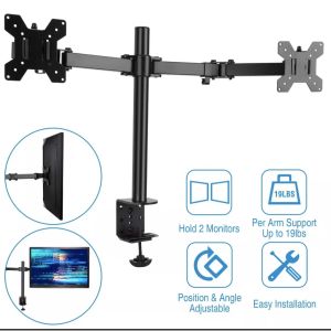 Monitor Stand Arm Adjustable Dual Monitor Stand Desktop Mount 360 Degrees Suitable for 17-32 Inch 2KG-15KG