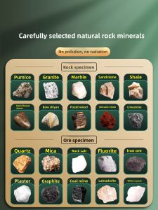 MINGZHUO | Rock and Mineral Specimen Box Science Experiment Kit Granite Observation Materials