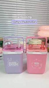 Thùng đá mini bình đá vuông mini BiBi thùng đá giữ nhiệt nhỏ gọn có ống hút và quai xách 1.2 lít - Happy Home 4U