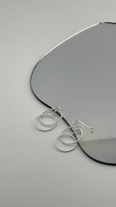 MILLENNE Millennia 2000 Circle Links Hook Silver Dangle Earrings with 925 Sterling Silver