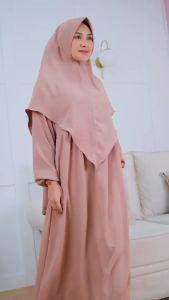 Gamis Syari Set Hijab Khimar Cey Crinkle Airflow