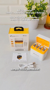 Brica B-Steady PRO 1.5V AA x8 Li-Ion Rechargeable Battery with Charger Dock Free T-Shirt - Baterai AA