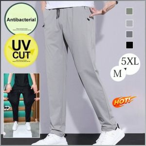 Ice Silk Loose Straight Pants Leisure Cracks Sports Pants Convenience Wearable Thin Ice Silk Elegance