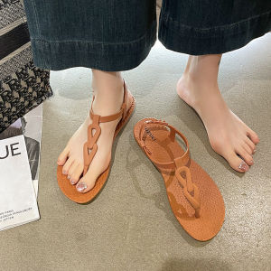 Flat Bottom Sandals Womens Summer New Fashion Fairy Style Comfortable Toe Post Outdoor Wear Roman Casual Beach Shoes