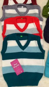 Áo len gile giữ ấm ngực cho bé trai bé gái sơ sinh mẫu kẻ sọc size 0-17kg - Áo len gile giữ nhiệt cho trẻ em - áo len ấm cho bé