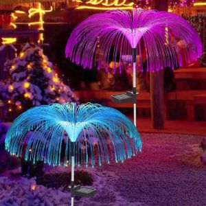 2-piece setSolar Light Outdoor Waterproof Jellyfish Lights 7 Color for Christmas Lawn Garden Decorat