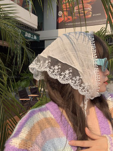 French Style Triangle Scarf Headband Lace Hair Tie Photography Prop Spring New Arrival Fashionable Accessories Sweet Style