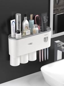 Bộ 2 Nhả Kem Đánh Răng Tự Động  - Kệ Treo Bàn Chải Lắp Đặt Dán Tường Có Kèm Cốc Và Miếng Dán-chiosala26.vn