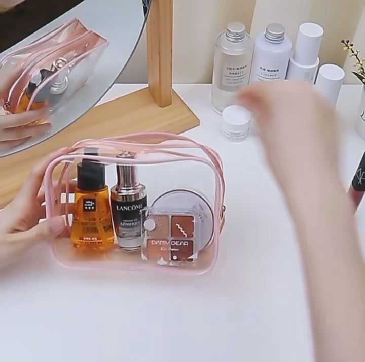 Clear Transparent Pouch Waterproof Bag Toiletries Cosmetics Makeup  Organizer Travel PVC Container Lazada PH - Main Image