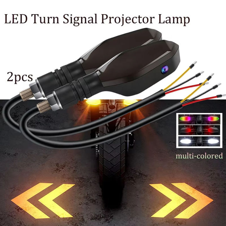Sequential Direction Lamp 2PCS Universal Motorcycle LED Turn Signal Lamp Color Projection Lamp ...