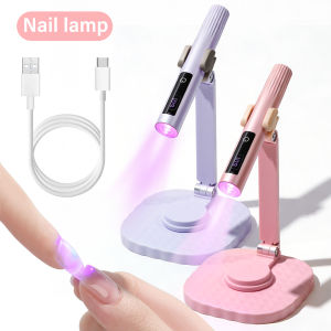 YIKOOLIN Mini Handheld UV Light Nail Lamp with Stand Handheld UV Light with Display for Gel Nail Rechargeable USB Nail Dryer
