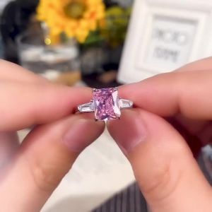 Huitan AAA Pink Cubic Zirconia Finger Rings for Women Wedding Engagement Party Rings Good Quality Fashion Jewelry Drop Shipping
