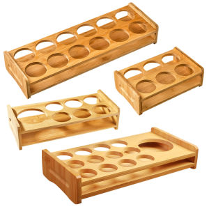 Bamboo Bullet Cup Holder White Wine Glass Holder Liquor Cup Stand Pouring Alcohol Storage Rack Set One-Piece Cup Holder