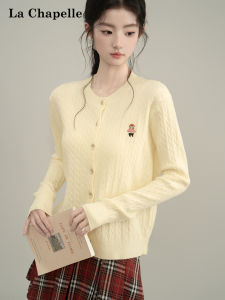 La Chapelle | Embroidered Bear Yarn Knit Cardigan