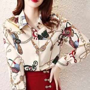 24H Delivery Korean Womens Shirt Summer Loose Commuting Long Sleeve Fashion Chiffon Blouse