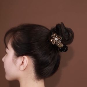 Fancy Barrettes Bun Grip Back Head Elegant Acrylic Small Flower Hairpin Height Ponytail and Updo Headdress for Women