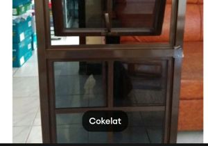 JENDELA ALUMINIUM DOBEL JUNGKIT T80XL80 komplit tinggal pasang
