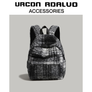 UR Furry Fluffy Womens Backpack Large Capacity Commuter Computer Bag Student Bookbag Soft Polyester Material Zipper Closure