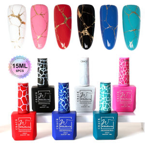 3D Crackle Gel Nail Polish Magic Crackle Nail Gel Glue Polish 6pcs Cracked Nail Polish Cool Crackle Pattern Pink Red Blue DIY Na