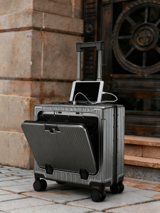 MANLVSHI | Front Opening Lightweight Secure 18 inch Aluminum Frame Travel Suitcase
