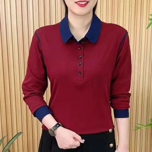 QIAOXIZI | Fashionable Turn-down Collar Womens Loose T-shirt 2025 Autumn/Winter
