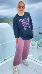 Setelan Cargo Wanita Kekinian Plain Set Kaos Katun Combed 24s M L XL XXL 3XL Oneset Jumbo Ootd Viral