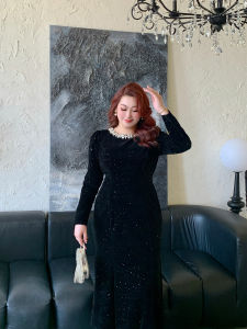 GLEC | Retro Style Heavily Embellished Large Size Evening Dress