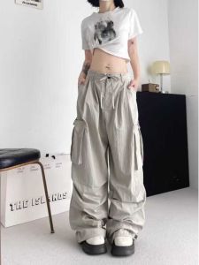 กางเกงขายาวทรงหลวมเอวสูงสไตล์ย้อนยุคสไตล์อเมริกันสำหรับผู้หญิงไซส์ใหญ่ในช่วงฤดูร้อน กางเกงขายาวทรงหลวมสำหรับผู้หญิง