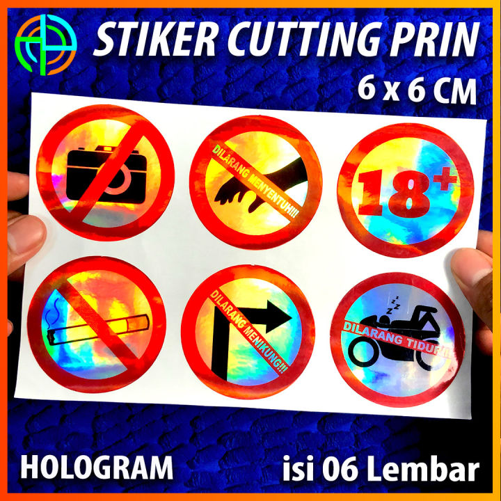 (Isi 06) Stiker Dilarang Paket Hologram Cutting Mesin Thailook  Siyap Tempel Sticker Motor Mobil helm Laptop Logo Emblem Dilarang Sticker Larangan